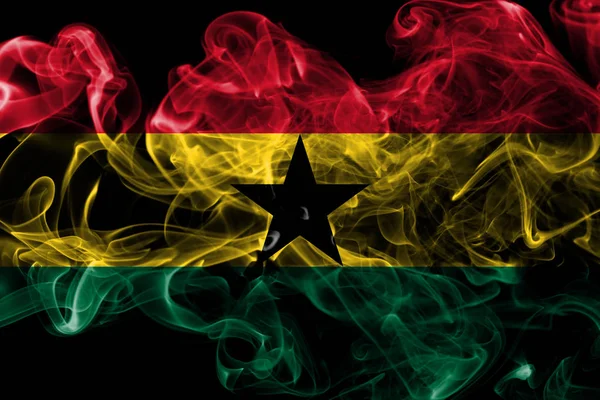 Bandera Humo Ghana Sobre Fondo Negro — Foto de Stock