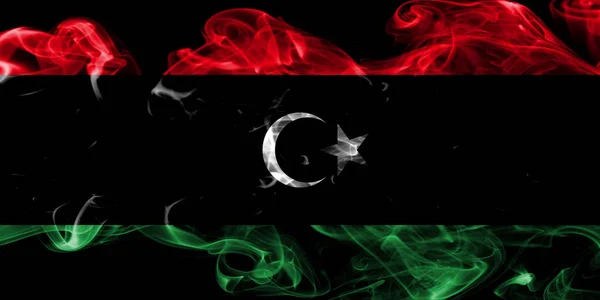 Libya Smoke Flag Black Background — Stock Photo, Image