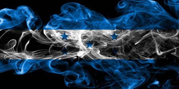 黒の背景に煙ホンジュラスの国旗 — ストック写真