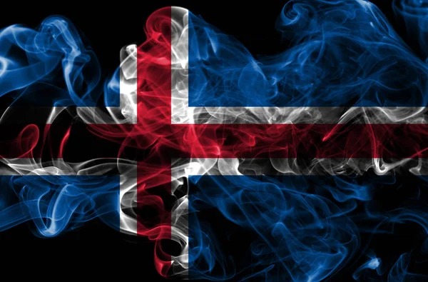 Bandera Humo Islandia Sobre Fondo Negro — Foto de Stock