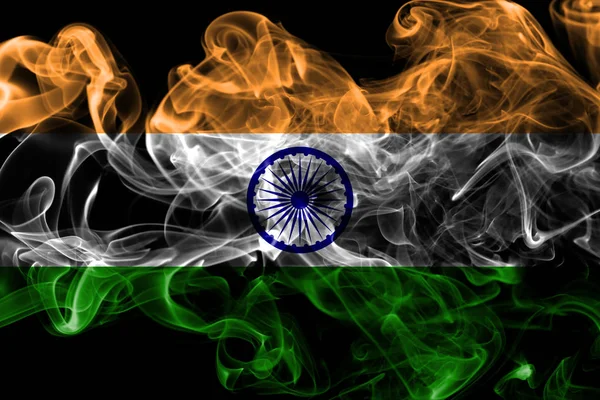 India Rook Vlag Een Zwarte Achtergrond — Stockfoto