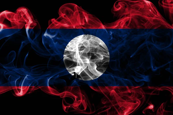 Laos Dym Flaga Czarnym Tle — Zdjęcie stockowe
