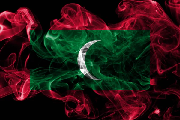 Bandera Humo Maldivas Sobre Fondo Negro — Foto de Stock