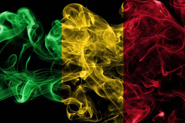 Mali Smoke Flag Black Background — Stock Photo, Image