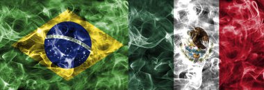 Brezilya vs Meksika duman bayrak, çeyrek final, futbol Dünya Kupası 2018, Moskova, Rusya Federasyonu