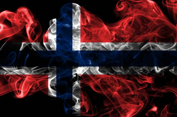 Bandeira Fumaça Noruega Fundo Preto — Fotografia de Stock