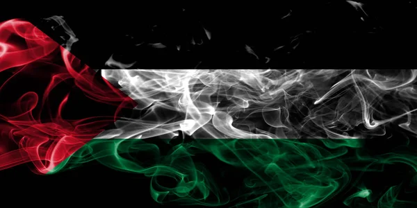 Palestina Fumaça Bandeira Fundo Preto — Fotografia de Stock