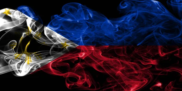 Bandera Humo Filipinas Sobre Fondo Negro — Foto de Stock