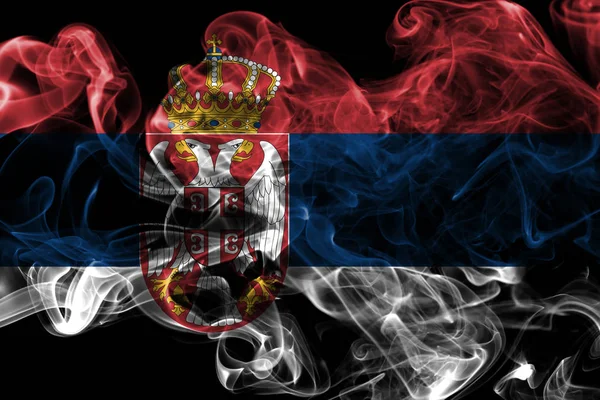 Serbia Merokok Bendera Latar Belakang Hitam — Stok Foto