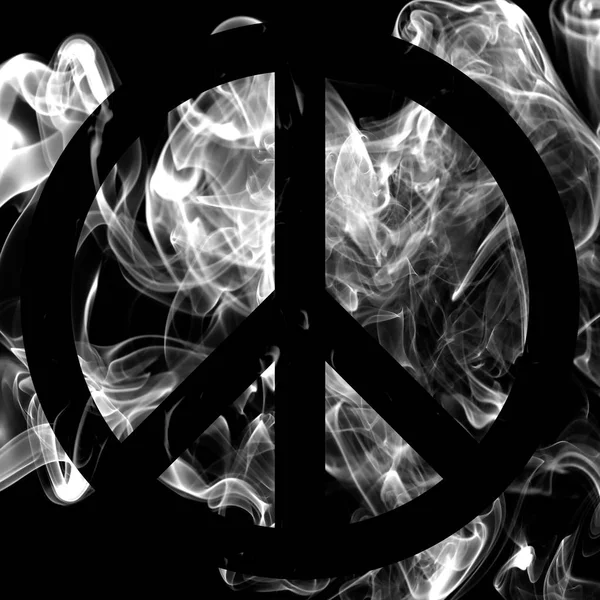 Peace Sign Smoke Flag Black Background — Stock Photo, Image