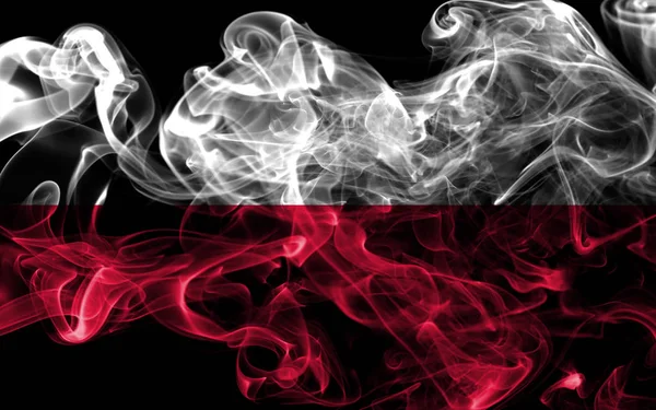Füst Lengyelország Lobogója Alatt Fekete Háttér — Stock Fotó