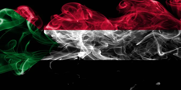Bandera Humo Sudán Sobre Fondo Negro — Foto de Stock