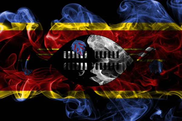 Swaziland Smoke Flag Black Background — Stock Photo, Image