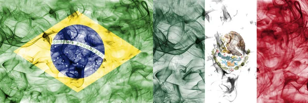 Brezilya vs Meksika duman bayrak, çeyrek final, futbol Dünya Kupası 2018, Moskova, Rusya Federasyonu