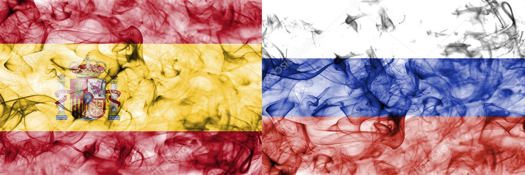 Spain vs Russia smoke flag, quarter finals, football world cup 2018, Moscow, Russia