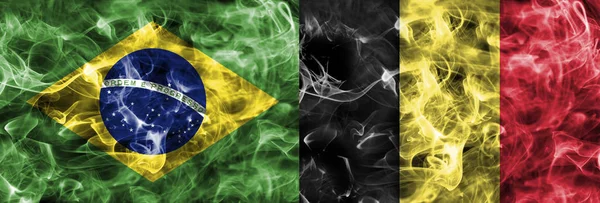 Βραζιλία Βέλγιο Καπνίζουν Σημαία Προημιτελικοί Παγκόσμιο Κύπελλο Ποδοσφαίρου 2018 Μόσχα — Φωτογραφία Αρχείου