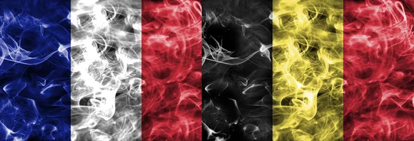 Francia Bélgica Bandera Humo —  Fotos de Stock