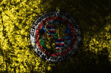 Honolulu şehri grunge eski bayrak, Hawaii eyalet, Amerika Birleşik Devletleri