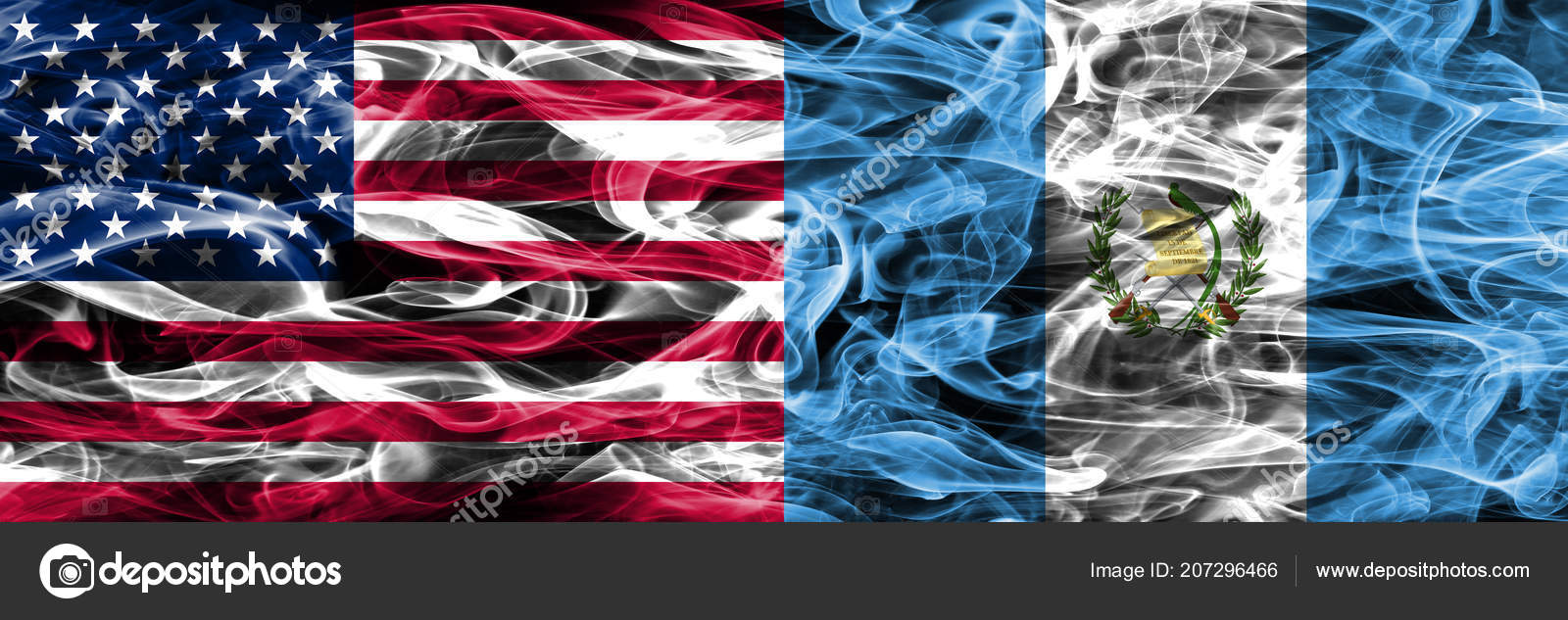 Estados Unidos Guatemala Banderas Humo Concepto Colocado Lado Lado — Foto  de stock #207296466 © vladem, image size:1600x633