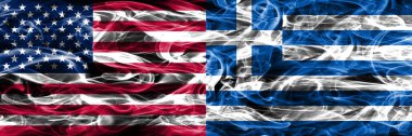 ABD rakip Yunanistan duman yan yana yerleştirilmiş kavramı bayraklar.