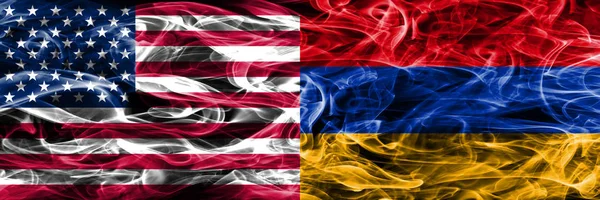 United States Armenia Smoke Flags Concept Seite Seite — Stockfoto