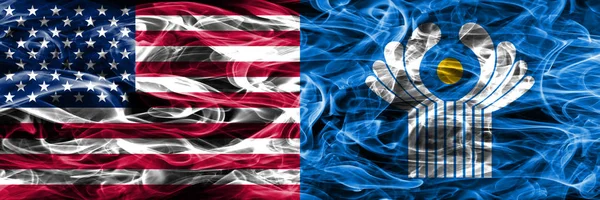 Verenigde Staten Commonwealth Rook Vlaggen Concept Naast Elkaar Geplaatst — Stockfoto
