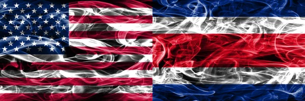 Estados Unidos Costa Rica Banderas Humo Concepto Colocado Lado Lado —  Fotos de Stock