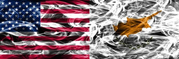 United States Cyprus Smoke Flags Concept Placed Side Side — Stock Photo, Image