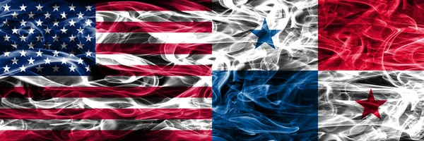 United States Panama Smoke Flags Concept Placed Side Side — Stock Photo, Image