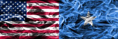 ABD rakip Somali duman yan yana yerleştirilmiş kavramı bayraklar.