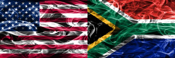 Usa Sydafrika Rök Flaggor Konceptet Placerade Sida Vid Sida — Stockfoto