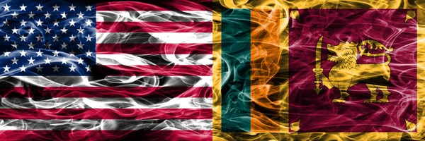 United States Sri Lanka Smoke Flags Concept Placed Side Side — Stock Photo, Image