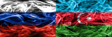 Rusya vs duman Azerbaycan bayrakları yan yana yerleştirilmiş