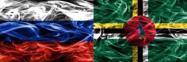 Rusya vs Dominika duman bayrakları yan yana yerleştirilmiş