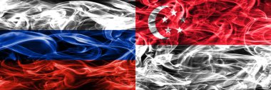 Rusya vs Singapur duman bayrakları yan yana yerleştirilmiş