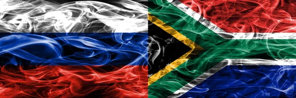 Oroszország Dél Afrika Füst Zászlók Egymás Mellé — Stock Fotó