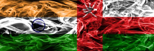 India Oman Rook Vlaggen Naast Elkaar Geplaatst — Stockfoto