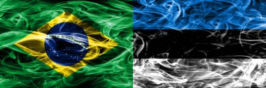 Brezilya vs Estonya duman bayrakları yan yana yerleştirilmiş