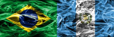 Brezilya vs Guatemala duman bayrakları yan yana yerleştirilmiş