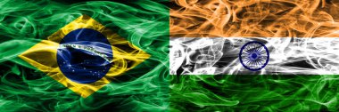 Brezilya vs Hindistan duman bayrakları yan yana yerleştirilmiş