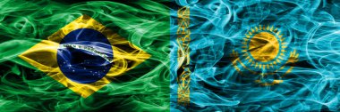 Brezilya vs Kazakistan duman bayrakları yan yana yerleştirilmiş