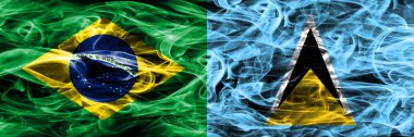 Brezilya vs Saint Lucia duman bayrakları yan yana yerleştirilmiş