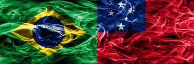 Brezilya vs Samoa duman bayrakları yan yana yerleştirilmiş