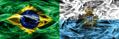 Brezilya vs San Marino duman bayrakları yan yana yerleştirilmiş
