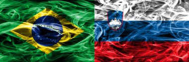Brezilya vs Slovenya duman bayrakları yan yana yerleştirilmiş