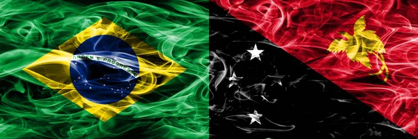Бразилія Нова Гвінея Дим Прапори Розміщені Поруч — стокове фото
