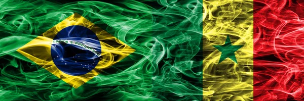Brasilien Senegal Rauchfahnen Nebeneinander Platziert — Stockfoto
