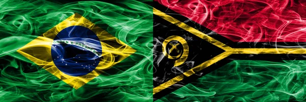 Brasilien Vanuatu Rök Flaggor Placeras Sida Vid Sida — Stockfoto