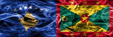 Kosova vs Grenada duman bayrakları yan yana yerleştirilmiş