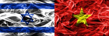 İsrail vs Vietnam duman bayrakları yan yana yerleştirilmiş. İsrail ve Vietnam bayrağı birlikte